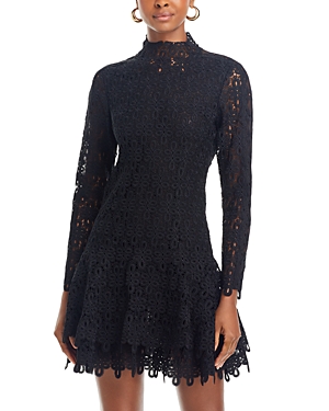 Simkhai Joy Lace Mock Neck Mini Dress In Black