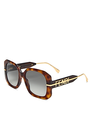 Shop Fendi Graphy Square Sunglasses, 55mm In Havana/gray Gradient