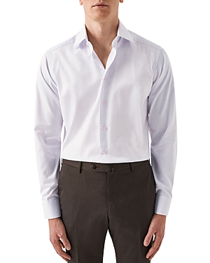 Eton Slim Fit Micro Check Shirt In Medium Pink