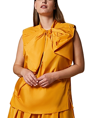 MARINA RINALDI BOW FRONT TAFFETA TOP