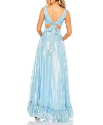 Cut Out High Low Ruffle Gown