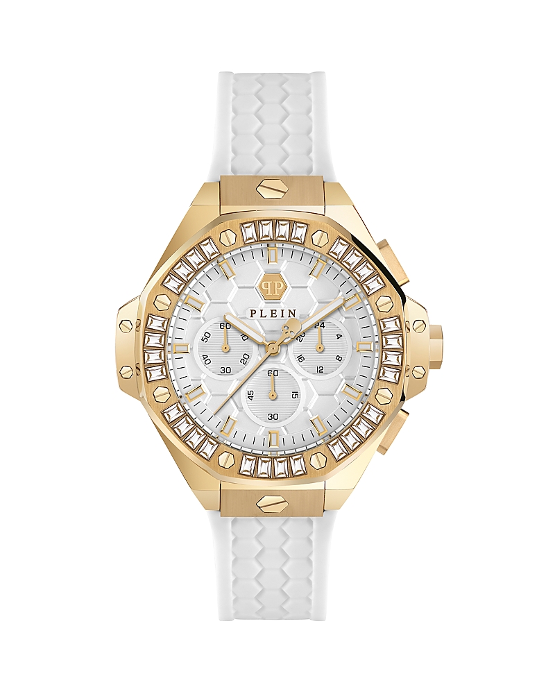 Philipp Plein Unisex Chronograph White Silicone Strap Watch 42mm In Silver/white