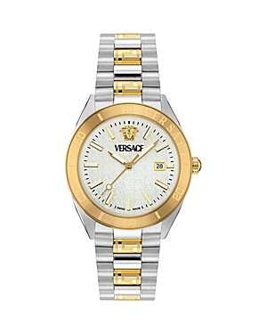 Shop Versace V Dome Watch, 42mm In Two Tone