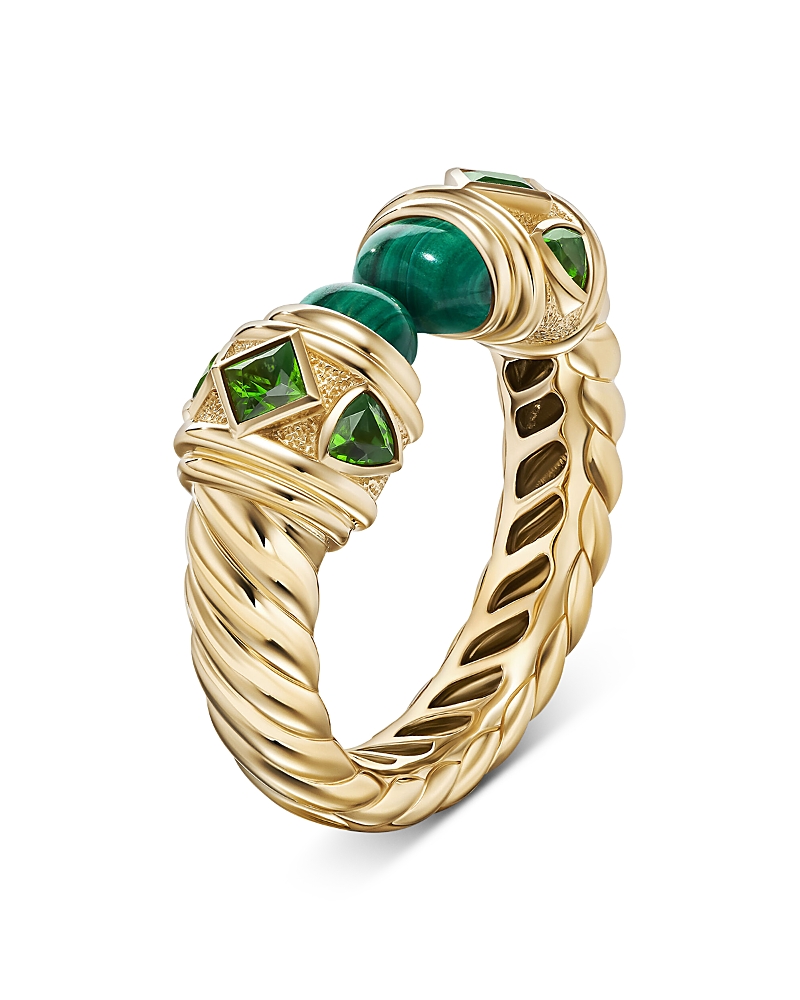 David Yurman Renaissance Ring in 18K Yellow Gold with Malachite & Tsavorites