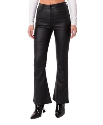 Edikted - Petite Luna Faux Leather Flare Jeans