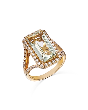 Bloomingdale's Prasiolite & Diamond Halo Ring in 14K Yellow Gold