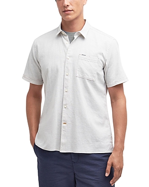 Barbour Nelson Tailored Fit Short Sleeve Button Down Shirt In Mist