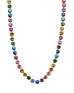 Aqua Rainbow Rhinestone Collar Necklace in Gold Tone, 14.25-17.25 - 100% Exclusive