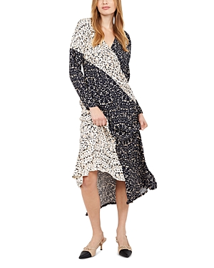 Joie Pippa Colorblock Abstract-print Midi Dress In Dark Sapphire Multi