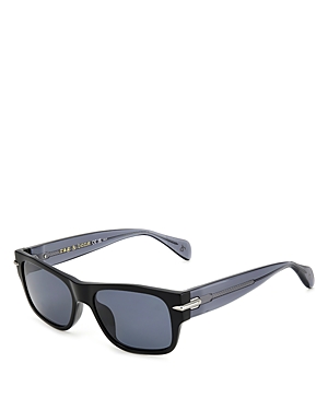 Shop Rag & Bone Safilo Rectangle Sunglasses, 55mm In Black/blue Solid