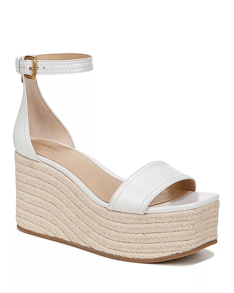Veronica Beard Women's Gianna Leather Platform Wedge Espadrille Sandals