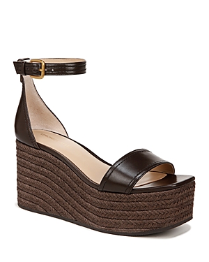 Veronica Beard Women's Gianna Leather Platform Wedge Espadrille Sandals In Cacao