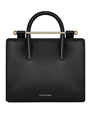 Shop Strathberry Leather Mini Tote In Black/gold