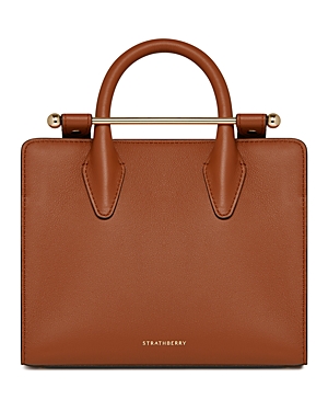 Shop Strathberry Leather Mini Tote In Chestnut