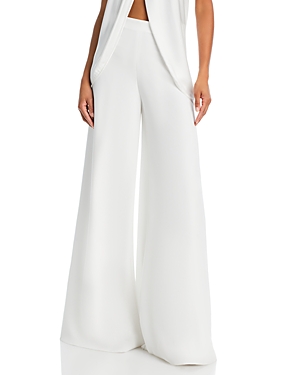 Andres Otalora Knit Crepe Wide Leg Trousers In Off White