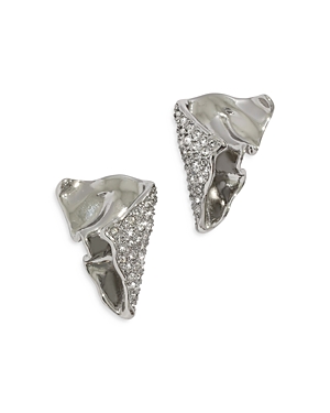 Alexis Bittar Solanales Crystal Folded Mini Earrings In Silver/crystal