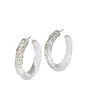 Shop Alexis Bittar Confetti Crystal Lucite Hoop Earrings In Clear/crystal
