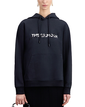The Kooples Womens Black Logo-embroidered Kangaroo-pocket Cotton-jersey Hoody In Black