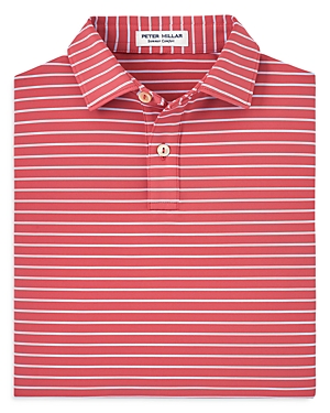 Shop Peter Millar Boys' Drum Stripe Performance Jersey Polo Shirt - Big Kid In Cape Red