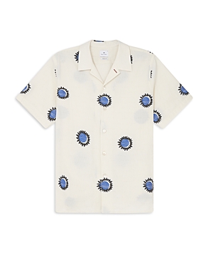 Shop Ps By Paul Smith Embroidered Cotton Blend Camp Shirt In 40