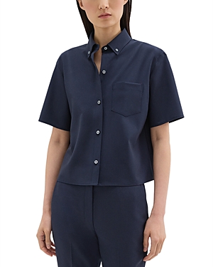 Shop Theory Boxy Short Sleeve Shirt In Nocturne Navy