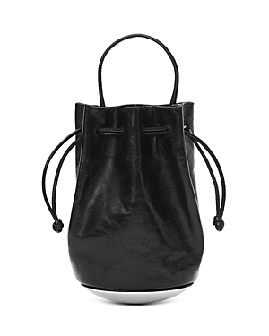 Shop Alexander Wang Dome Mini Leather Bucket Bag In Black/silver