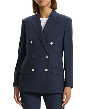Shop Theory Boxy Double Breasted Blazer In Nocturne Navy