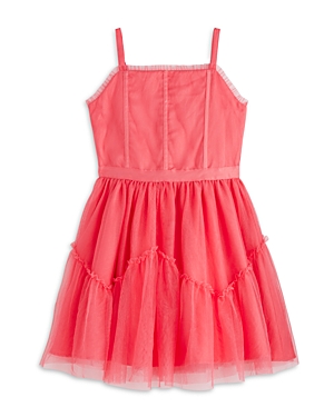 Shop Bcbg Girls Girls' Ribbon Mesh Dress - Little Kid In Hot Coral