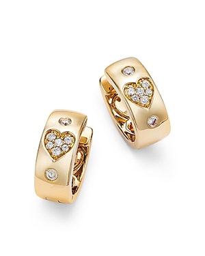 Bloomingdale's Diamond Heart Mini Cluster Huggie Hoop Earrings in 14K Yellow Gold, 0.25 ct. t.w.