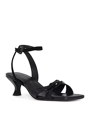 Shop Donald Pliner Women's Croc Embossed Kitten Heel Sandals In Black
