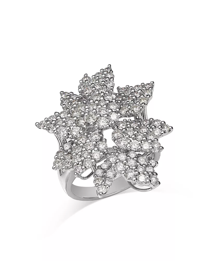 Bloomingdale's Fine Collection Diamond Flower Ring in 14K White Gold, 3.20 ct. t. w