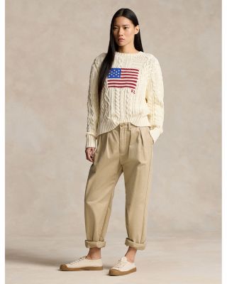 Ralph Lauren Cotton Intarsia Flag Aran Knit Sweater Ralph Lauren Cotton Intarsia Flag Aran Knit Sweater