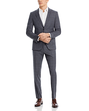 Shop Hugo Boss H-huge Plaid Slim Fit Suit In Silver