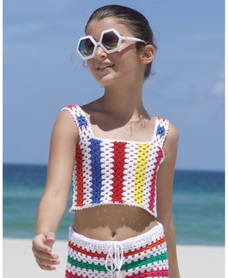  Rainbow Crochet Crop Top - Big Kid