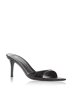 Shop Giuseppe Zanotti Women's Intriigo Croc Embossed High Heel Slide Sandals In Black