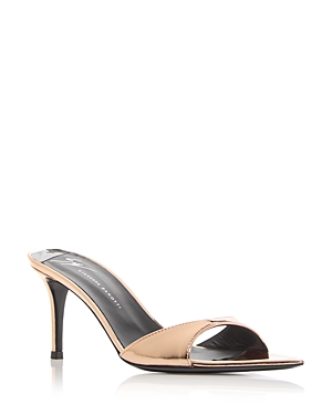 Shop Giuseppe Zanotti Women's Intriigo Croc Embossed High Heel Slide Sandals In Rose Gold