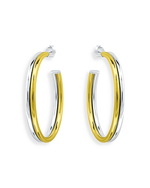 Aqua Two Tone Double Hoop Earrings in 18K Gold Plated Sterling Silver - 100% Exclusive