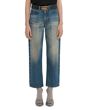 Shop Victoria Beckham Relaxed High Rise Ankle Straight Jeans In Antique Indio