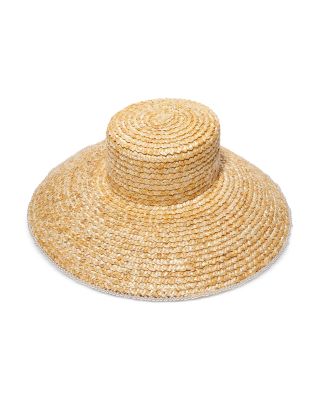 Lele Sadoughi - Faux Pearl Edge Straw Hat