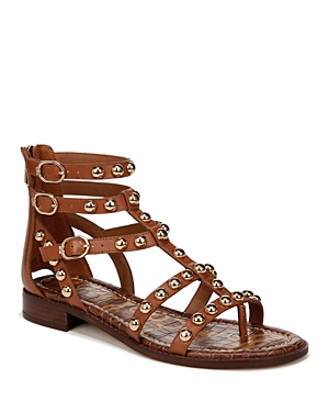 Shop Sam Edelman Women's Estella Studded Strappy Sandals In Rich Cognac