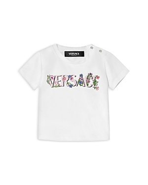 Shop Versace Girls' Blossom Logo Jersey Tee - Baby In White+multi