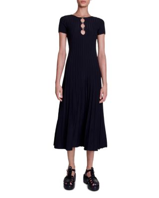 Maje Roxou Rib Knit Midi Dress
