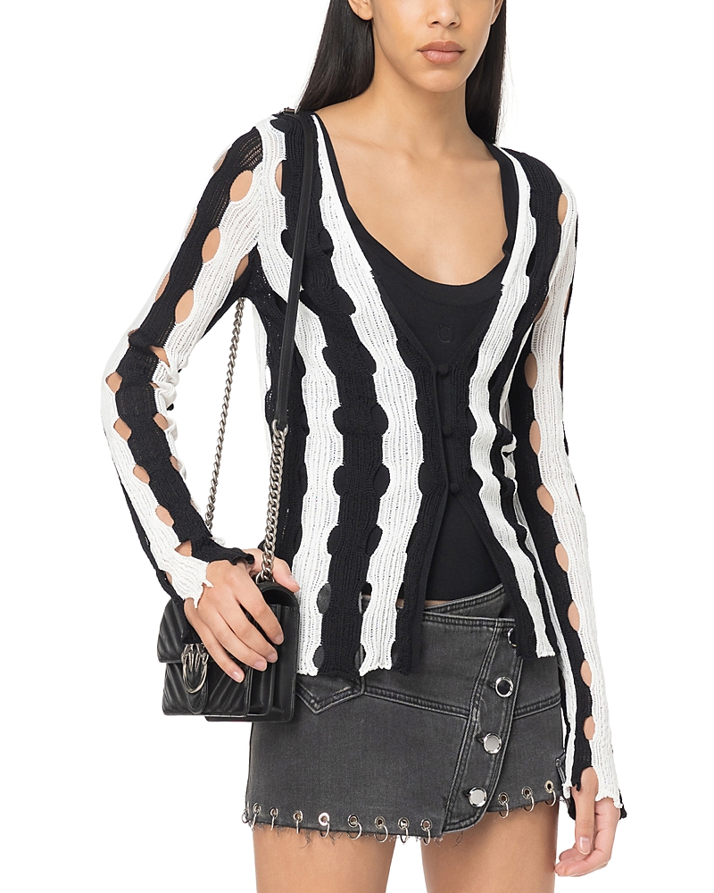 Shop Pinko Havana Cardigan Sweater In White/black