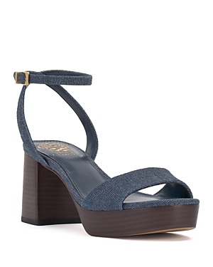 Shop Vince Camuto Women's Pendreya Ankle Strap Platform Sandals In Blue