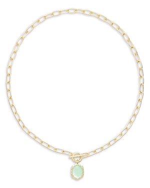 Shop Kendra Scott Daphne Link & Chain Pendant Necklace In 14k Gold Plated, 18 In Gold Light Green Mother Of Pearl
