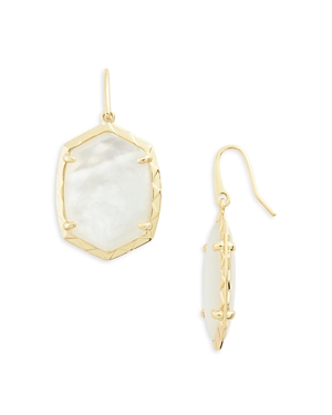 Shop Kendra Scott Daphne Large Hexagon Stone Drop Earrings In Gold Ivory Mother Of Pearl