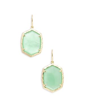 Shop Kendra Scott Daphne Large Hexagon Stone Drop Earrings In Gold Light Green Mother Of Pearl