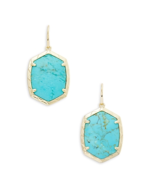 Shop Kendra Scott Daphne Large Hexagon Stone Drop Earrings In Gold Variegated Turquoise Magnesite