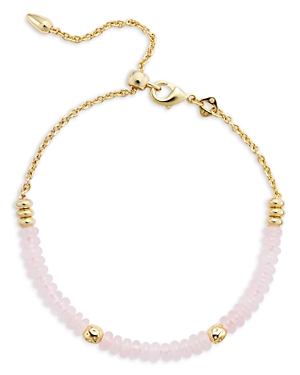Shop Kendra Scott Deliah Stone & Polished Bead Bolo Bracelet In Gold Rose Quartz