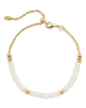 Shop Kendra Scott Deliah Stone & Polished Bead Bolo Bracelet In Gold Ivory Mother Of Pearl